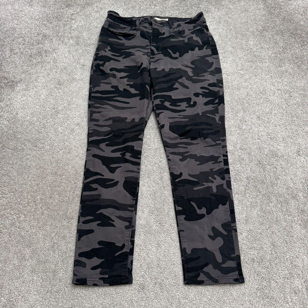 Levis 721 Camo High Rise Skinny Ankle Denim Jeans Womens 29 Gray Black Stretch